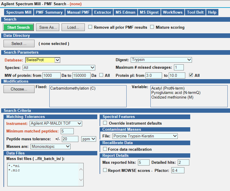 PMF Search with default values